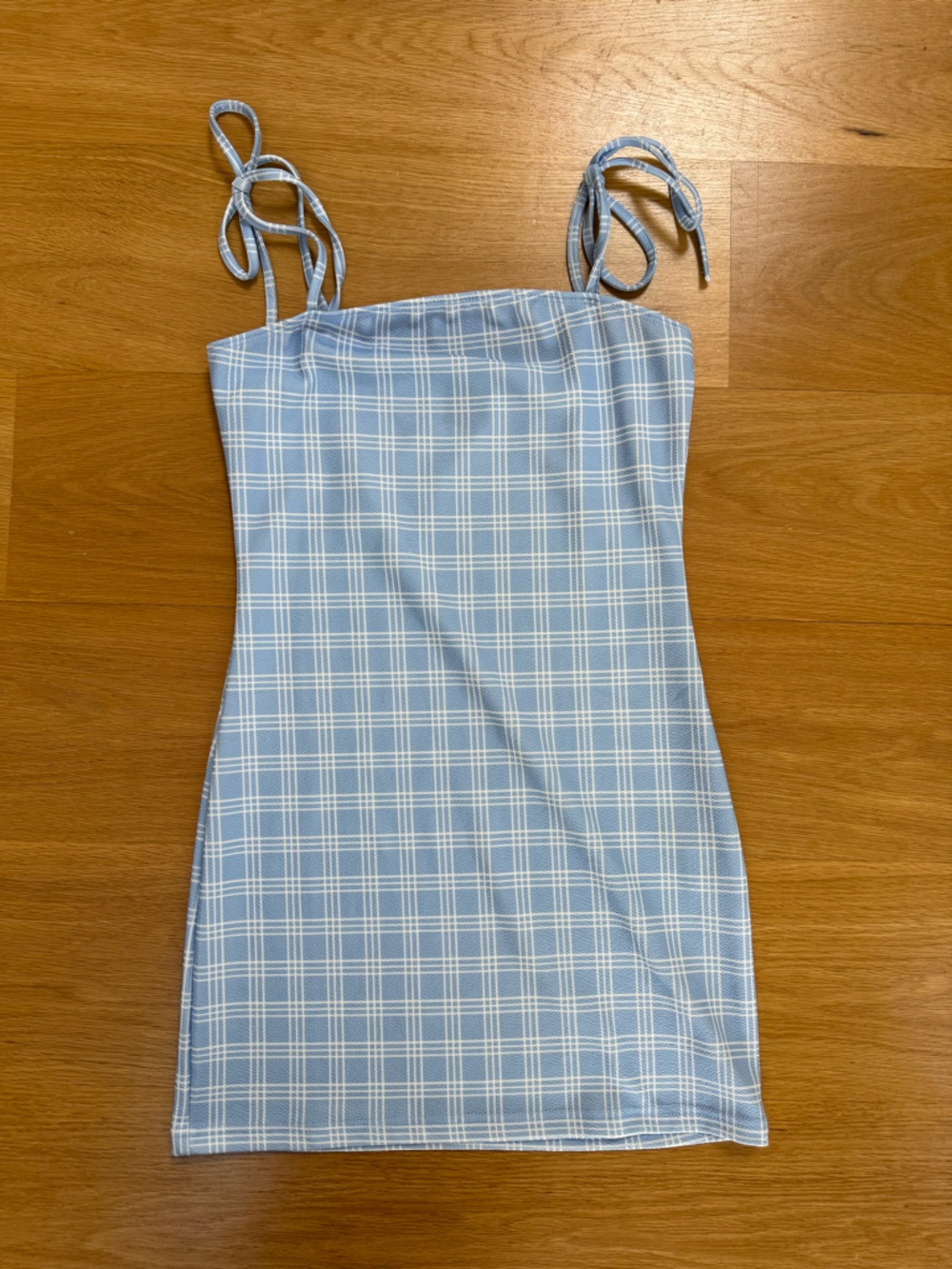 SHEIN Light Blue Plaid Bodycon Dress